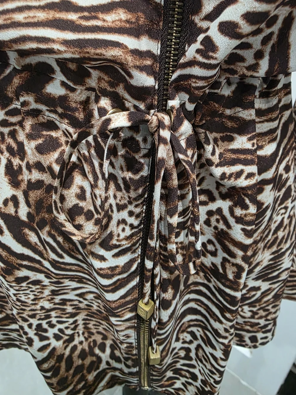 Michael Kors Big Cat Zip-Up Tunic Small Chocolate MSRP .
